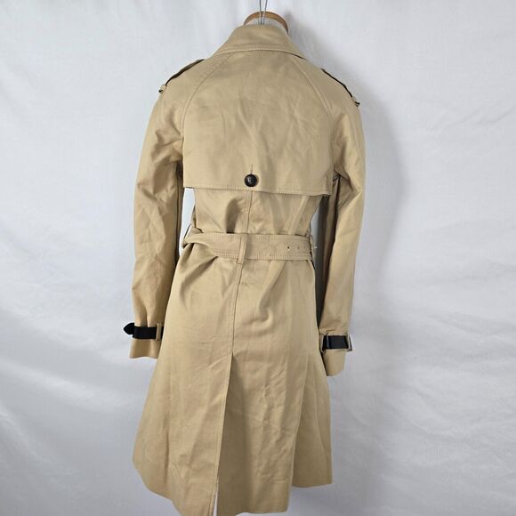 Topshop Trench Coat Women's 4 Beige Tan Button Closure Belted Cuffed Collar NWOT - Picture 14 of 15